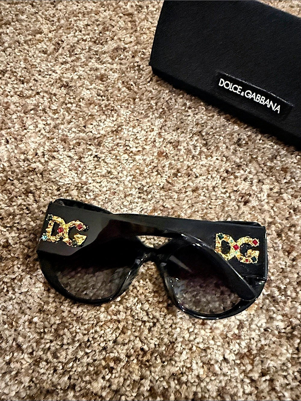 Dolce & Gabbana DG Crystal Embellished Cat-Eye Sunglasses Black